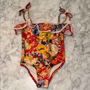 Zimmermann Red Floral One-Piece Swimsuit 2Y